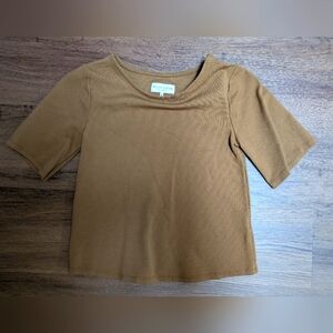 Ripley Rader Ponte Knit Short Sleeve Top Size 1/XS Camel